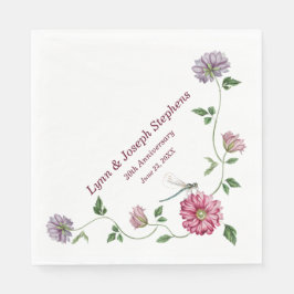 Roze & Paarse Bloemrank Servet