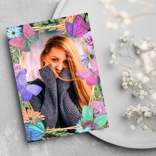  roze Paarse bloemvlinder Verjaardagsfoto