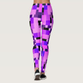 Roze paarse blokjes leggings (Achterkant)