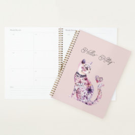 Roze Paarse Blos Bloemen Hart Liefde Kat Planner