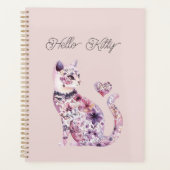 Roze Paarse Blos Bloemen Hart Liefde Kat  Planner (Voorkant)