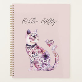 Roze Paarse Blos Bloemen Hart Liefde Kat Planner