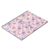 Roze Paarse Blos Bloemen Harten Notitieboek (Linkerzijde)