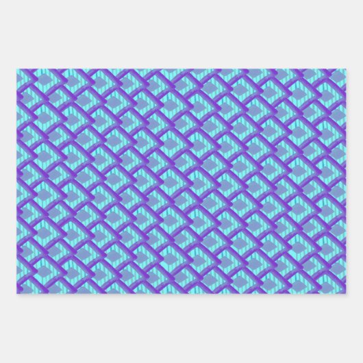 Roze Paarse Blue Pattern Inpakpapier Vel (Voorkant)