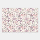 Roze Paarse Blush Bloemen Harten Bruidsmeisjesfees Inpakpapier Vel (Voorkant 3)