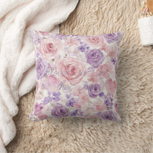 Roze Paarse Blush Bloemen Harten Liefde Lucht Kussen