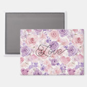 Roze Paarse Blush Bloemen Hartjes Bruidsmeisjesfee Magneet (Voorkant / Achterkant)