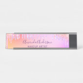 Roze paarse blush druppels business bureau naambordje (Voorkant)
