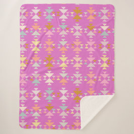Roze Paarse Boho Geometrisch Gezellig Modern Patro Sherpa Deken