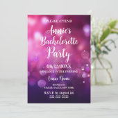 Roze Paarse Bokeh vrijgezellenfeest Kaart (Staand voorkant)
