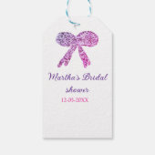 Roze paarse boog sparkle glitter vrijgezellenfeest cadeaulabel (Achterkant)
