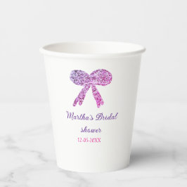 Roze paarse boog sparkle glitter vrijgezellenfeest papieren bekers