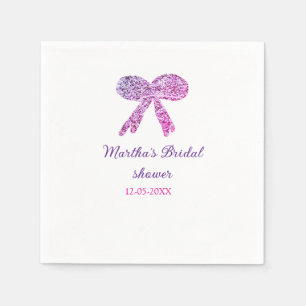Roze paarse boog sparkle glitter vrijgezellenfeest servet