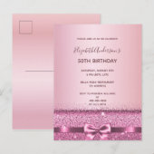 Roze paarse boog verjaardagsuitnodiging briefkaart (Voorkant / Achterkant)