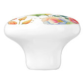 Roze Paarse Botanische Bloemen Rozen Keramische Knop (Zijkant)