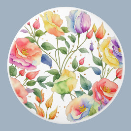 Roze Paarse Botanische Bloemen Rozen Keramische Knop