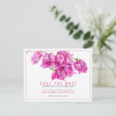 Roze paarse bougainvillea bloemenkunst bruiloft save the date (Staand voorkant)