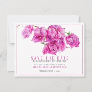 Roze paarse bougainvillea bloemenkunst bruiloft save the date