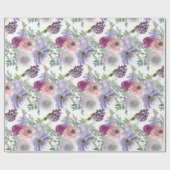 Roze Paarse Bourgogne Bloemen Bruiloft Wrapping Pa Cadeaupapier (Vlak)