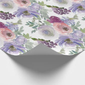 Roze Paarse Bourgogne Bloemen Bruiloft Wrapping Pa Cadeaupapier (Hoek)