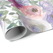 Roze Paarse Bourgogne Bloemen Bruiloft Wrapping Pa Cadeaupapier (Rol Hoek)