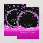 Roze Paarse bridal Sweet 16th Floral Initiaal Wave Kaart (Voorkant / Achterkant)