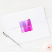 Roze Paarse bruiloft gunst Dank u Vierkante Sticker (Envelop)
