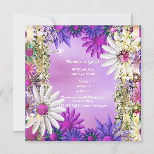 Roze paarse bruiloft verloving kaart (Achterkant)