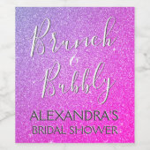 Roze Paarse Brunch & Bubbly Vrijgezellenfeest Wijn Etiket (Enkel label)