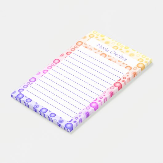 Roze Paarse bubbels Patroon GEPERSONALISEERD Notit Post-it® Notes (Schuin)