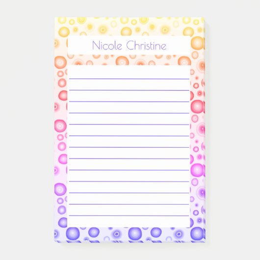 Roze Paarse bubbels Patroon GEPERSONALISEERD Notit Post-it® Notes (Voorkant)