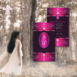 Roze Paarse Burgund  Ornamenten Initialen Glam Visitekaartje