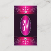 Roze Paarse Burgund  Ornamenten Monogram Glam Visitekaartje (Voorkant)