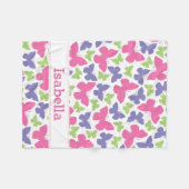Roze Paarse Butterflies Gepersonaliseerd meisje Fleece Deken (Voorkant (Horizontaal))