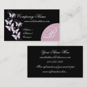 Roze/Paarse Butterflies Monogram Visitekaartje (Voorkant / Achterkant)