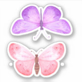 Roze Paarse Butterflies Sticker (Voorkant)