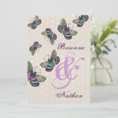 Roze Paarse Butterflies Weddenschap Kaart (Staand voorkant)
