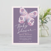 Roze Paarse butterfly-Baby shower Kaart (Staand voorkant)
