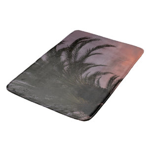 Roze Paarse Caribische Zonsondergang Palmboom 1 Badmat