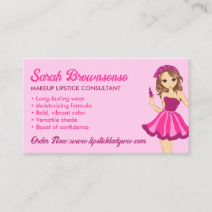 Roze Paarse Cartoonschmink Lippenstift Visitekaartje