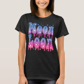 Roze Paarse Celestial Moon Loon 70s Pastel Gothic T-shirt (Voorkant)