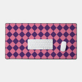 Roze Paarse Checker Diamantpatroon Bureaumat (Keyboard & Muis)