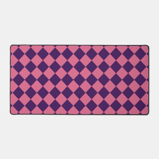 Roze Paarse Checker Diamantpatroon Bureaumat (Voorkant)