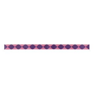 Roze Paarse Checker Diamantpatroon Satijnen Lint