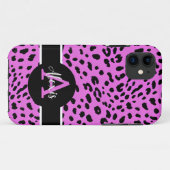 Roze/Paarse Cheetah Print Monogrammed iPhone Case (Achterkant (horizontaal))