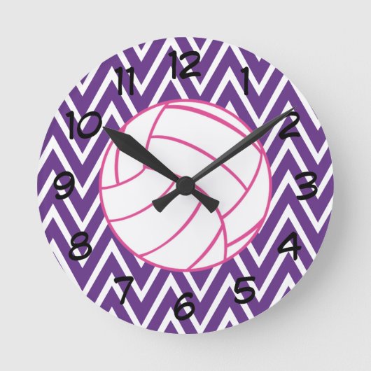Roze Paarse Chevron Zigzag Wall klok (Voorkant)