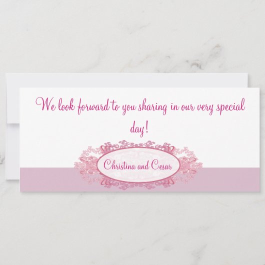 Roze/Paarse Chine Boarding Pass Huwelijksuitnodigi Kaart (Achterkant)