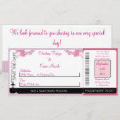 Roze/Paarse Chine Boarding Pass Huwelijksuitnodigi Kaart (Voorkant / Achterkant)