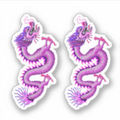 Roze & Paarse Chinese Draak Sticker (Voorkant)