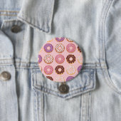 Roze, Paarse, Chocolade Glazuur Donuts Bakkerij Be Ronde Button 7,6 Cm (In situ)